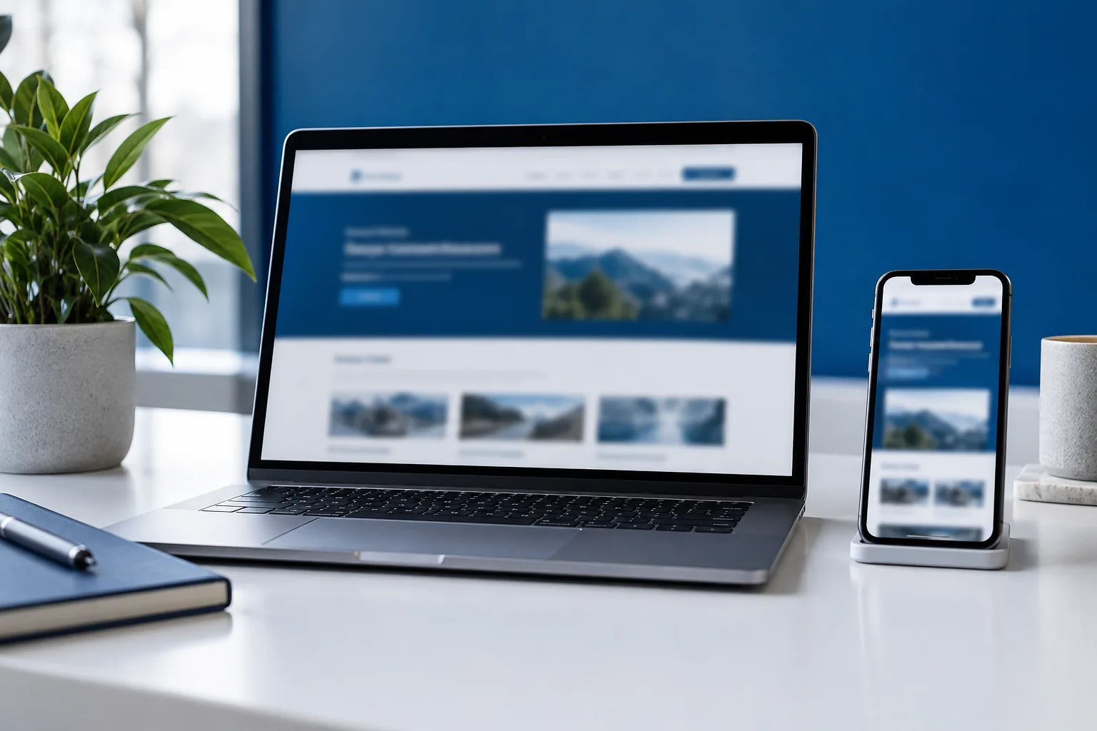 Notebook e celular usados para analisar carregamento e interação de um site