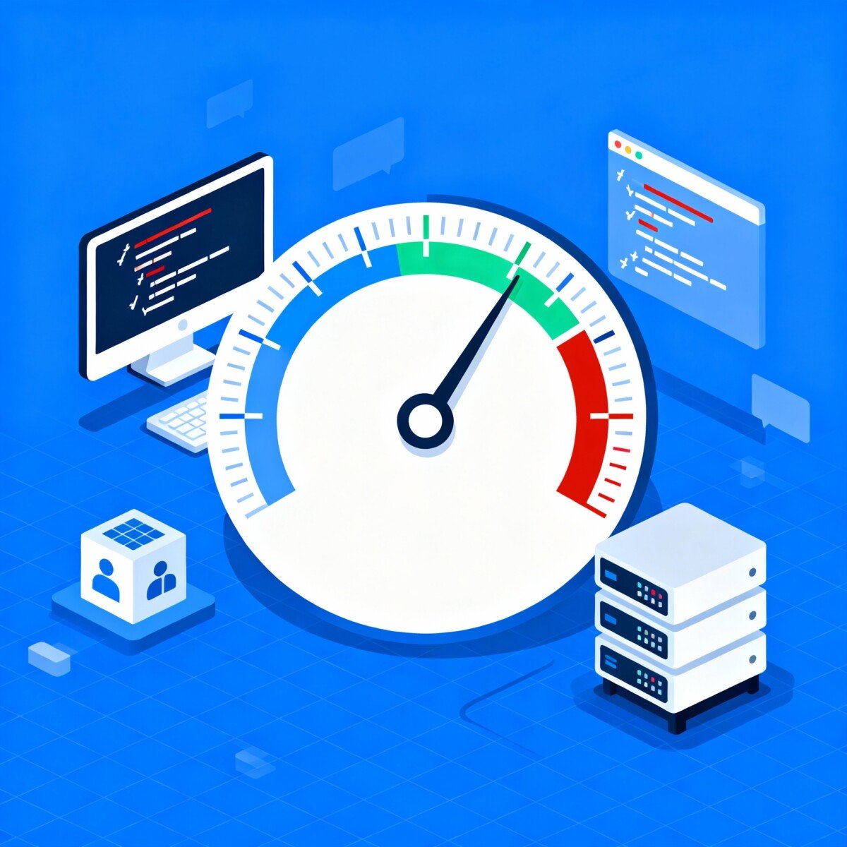 Velocímetro representando a velocidade do site