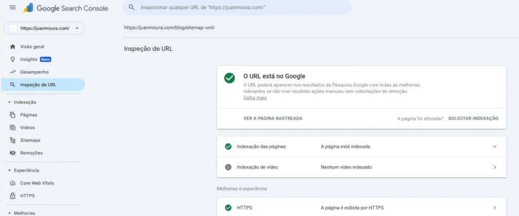 inspecionar URL gsc