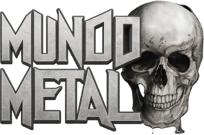 Logo original do Mundo Metal, com lettering metálico e caveira.