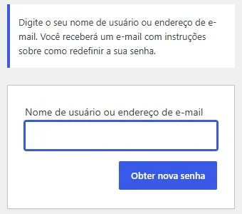 Formulário do WordPress para informar usuário ou e-mail e solicitar uma nova senha